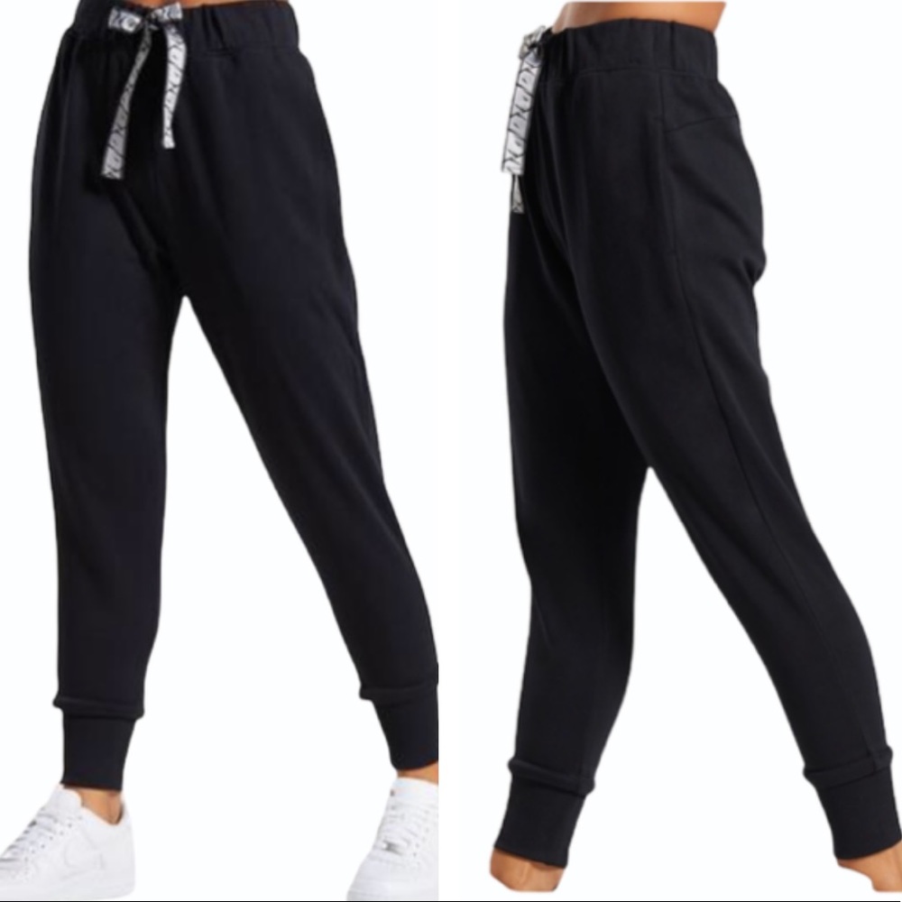 Gymshark 24/7 Joggers Tie Waist Small Black Pockets